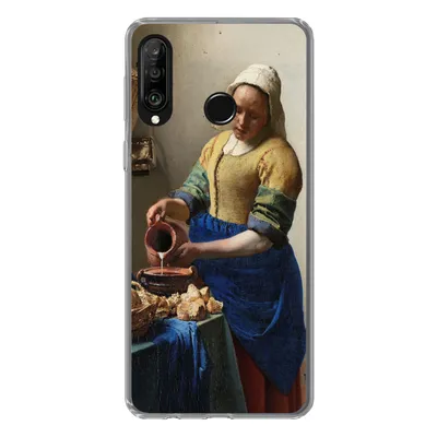 Produktbild von MuchoWow® Handyhülle Schutzhülle Hülle für Huawei P30 Lite Das Milchmädchen - Gemälde von Johannes Vermeer Silikon Softcase Handy Hülle - Handyhülle