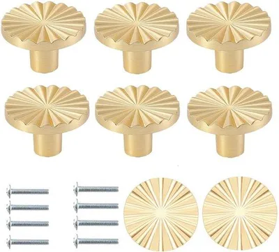 Obrázok produktu pre Kruhové mosadzné úchytky na skrutky – 38 x 38 x 23 mm – 8 ks – úchytky na zásuvky – do kuchyne, kúpeľne, skríň