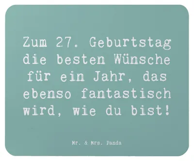 Produktbild von Mr. & Mrs. Panda Mousepad Spruch 27. Geburtstag Wünsche - Meeresbrise - Geschenk, Alter, 27 Jahre, pc, Mauspad, Geburtstagserlebnis, Happy Birthday, Mouse Pad, laptop