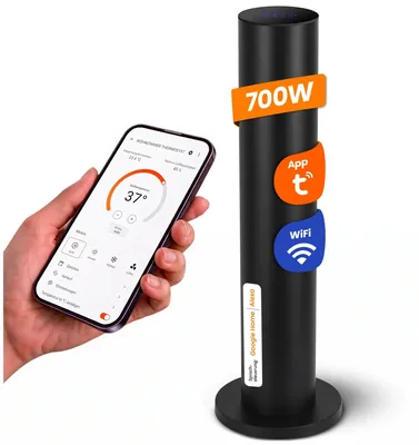 Produktbild von Dalsys Infrarotheizung Standgerät 700W 110x20cm Schwarz - Infrarotstrahler stehend 360° Heizsäule - WiFi, App-Steuerung und Smarthome-Integration