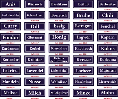 Produktbild von Individuelles Set 200 verschiedene Gewürzaufkleber Lebensmittelaufkleber Gewürzetiketten - Stellen sie ihre Etiketten selbst zusammen.