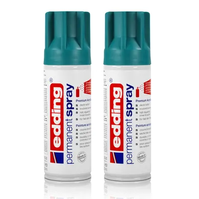 Produktbild von 2x edding Permanent Spray petrol matt 200 ml Premium Acryllack Spraydose