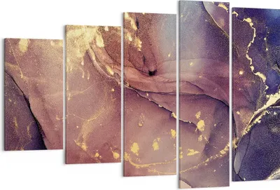 Produktbild von Bild auf Leinwand - Leinwandbild - 5 Teile - Stein Gold Marmor - 150x100cm - Wand Bild - Wanddeko - Wandbilder - Leinwanddruck - Bilder - Wanddekoration - Leinwand bilder - Wandbild - EG150x100-4714