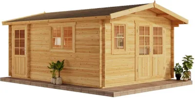 Produktbild von Alpholz 2-Raum Gartenhaus Jennifer 380x550cm Imprägn. Pinie 28mm Wandstärke