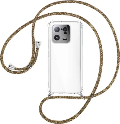 Produktbild von Handykette Backcover-Schutzhülle mit Band (Metall silberfarben) für Xiaomi 13 Pro (6.73'') - braun+beige