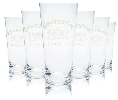 Produktbild von 6x Grevensteiner Bierglas 0,4l Pokalglas Willi Becher  Gläser Set Brauerei Eiche