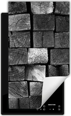Image de DarHaus Plaque de recouvrement pour cuisinière 1 pièce 30x52 cm Tapis antidérapant Enroulable, gris - bois