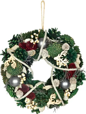 Productafbeelding van Hangkrans MagicHome Kerst, groen, 30x30x8 cm