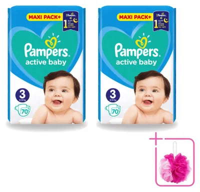Imagen del producto de 2 pañales Pampers Active Baby, talla 3, para bebés de 6 a 10 kg - Paquete económico - 2 unidades