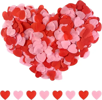 Imagen del producto de Confeti en forma de corazones de papel, 80 gramos, en colores rosa y rojo, para celebraciones