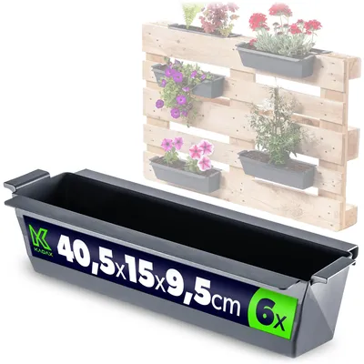 Produktbild von KADAX Blumenkasten für Europalette, Anthrazit 6 Stück, Pflanzkasten für Palette, wetterfeste Blumenkästen für Europaletten, Pflanzkästen für Paletten
