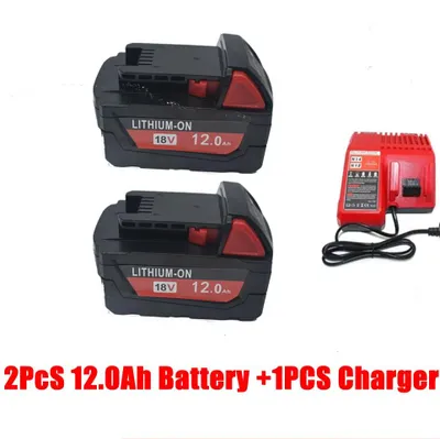 Image de Kit de batterie M18 : batterie de remplacement Li-ion et chargeur - 18V 12000mAh - 2 batteries de 12Ah - 1 chargeur rapide pour outils électriques