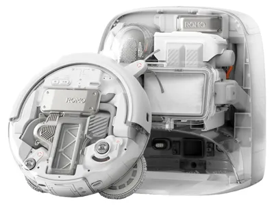 Obrázok produktu pre DJI ROMO P (Water Tank Version), Bezvreckové, Priehľadná, Kolo, Vrecko na prach, Nabíjanie, Mop washing, Purification, 0,26 L
