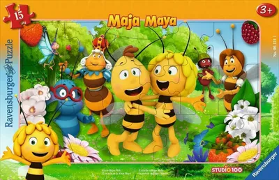 Produktbild von Ravensburger Rahmenpuzzle Biene Majas Welt, 25 x 14,5 cm, 15 Teile, ab 3 Jahren, Pappe, Rahmen mit Konturlinien, 06121
