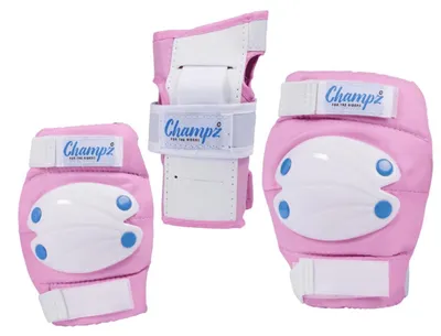 Productafbeelding van Champz Kinder Beschermset – Knie, Elleboog & Polsbeschermers – Roze/Blauw - L