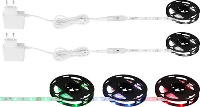 Produktbild von 2er Set RGBW LED-Band, dimmbar, Fernbedienung, L 200 cm