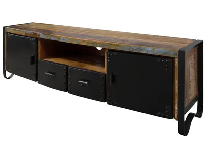 Produktbild von MASSIVMOEBEL24.DE TV-Board Altholz 178x43x55 mehrfarbig lackiert INDUSTRIAL #105