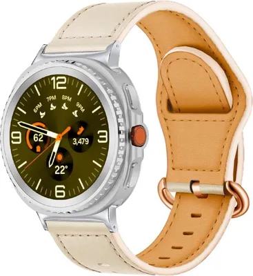 Produktbild von Für Samsung Galaxy Watch 8 / 8 Classic Echt Leder Armband mit Dornschließe Beige