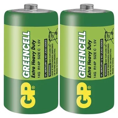 Obrázok produktu pre GP Batteries Greencell C, Batria na jedno pouitie, C, Chlorid zinonat, 1,5 V, 2 kusov, Zelen