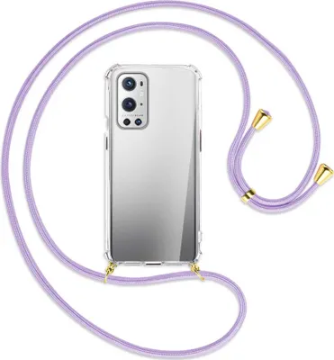 Produktbild von Handykette Backcover-Schutzhülle mit Band (Metall goldfarben) für OnePlus 9 - violett