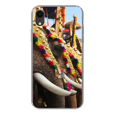 Produktbild von MuchoWow® Handyhülle Schutzhülle Hülle für iPhone XR Elefant - Parade - Tiere Silikon Softcase Handy Hülle - Schutzdeckel