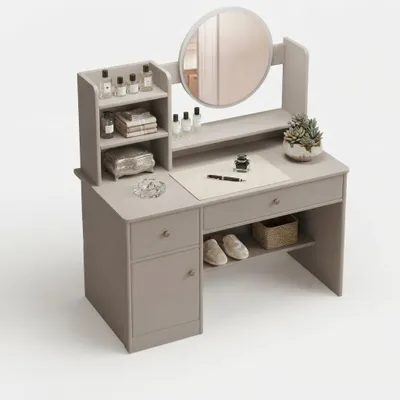 Immagine prodotto di Toilette con specchio e cassetti bianca trucco glamour scandinavo 100 cm