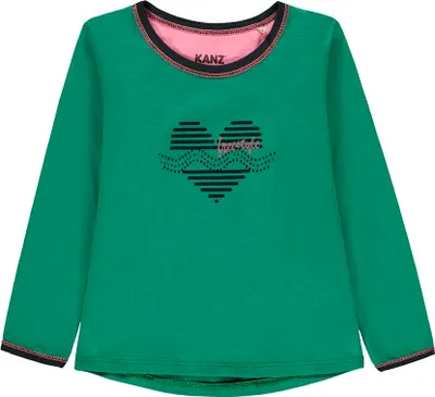 Immagine prodotto di Kanz bambina camicetta a maniche lunghe con stampa a cuore in cotone verde