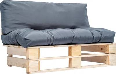 Produktbild von Outdoor-Sofa Paletten mit Kissen in Grau Kiefernholz