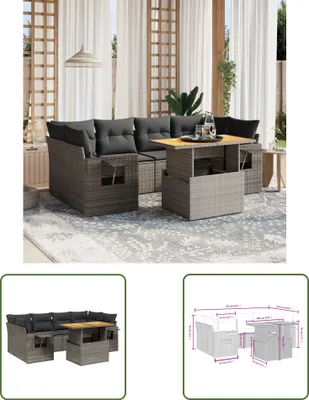 Produktbild von The Living Store 7-tlg. Garten-Sofagarnitur mit Kissen Grau Poly Rattan