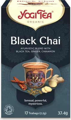 Zdjęcie produktu dla HERBATA CZARNA Z IMBIREM I CYNAMONEM (BLACK CHAI)(17 x 2,2 g) 37,4 g - YOGI TEA