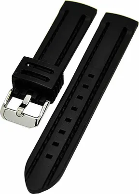 Produktbild von Uhrenarmband Silikon SCHWARZ mit schwarzer Naht 22mm Taucher NEU