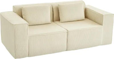 Produktbild von HOMCOM 3-Sitzer Sofa, 202 cm Cloud-Couch ohne Gestell mit 2 Lendenkissen, Beige