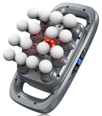 Productafbeelding van Massagepistool met 16 opzetstukken, 3 massageprogramma's en 30 verstelbare snelheden, met rode lichttherapie om spierspanning en vermoeidheid te verminderen, geschikt voor rug en taille