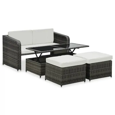 Image de set de jardin lounge 4 pièces avec coussins Poly rotin anthracite