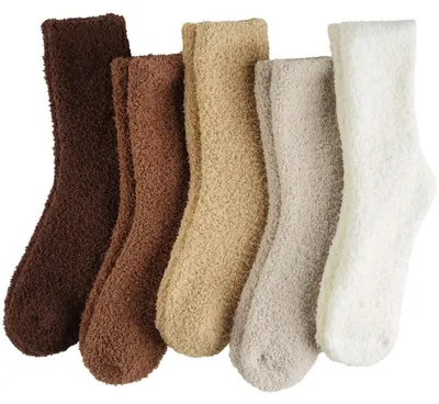 Immagine prodotto di Calzini caldi e soffici da donna, 5 paia, taglia 36-40, color marrone