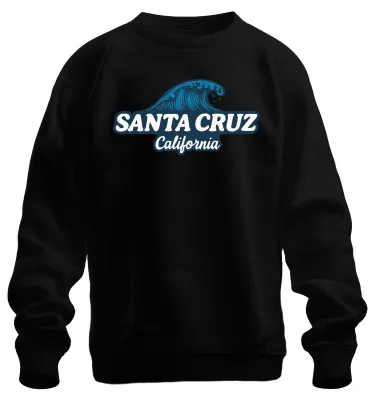 Produktbild von Santa Cruz California Surfen Welle Strand Küste Surfer Sweatshirt Pullover, Schwarz, L