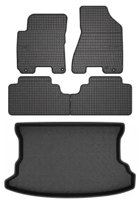 Produktbild von Gummimatten + Kofferraumwanne für Kia Sportage II 2004-2010 (Standard-Kofferraum) – Schwarz, passgenau – Wielganizator SolidPRO