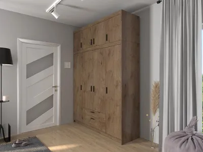 Obrázok produktu pre Šatníková skriňa 176 cm do spálne s nadstavbou ARCATA - dub lefkas