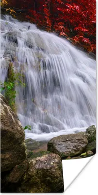 Produktbild von MuchoWow® Poster Wasserfall - Felsen - Wasser - Herbst 20x40 cm - Plakat - Foto