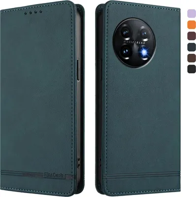 Produktbild von Hülle für OnePlus 11, Retro Kunstleder Ständer Klapphülle mit Kartenfächer und Magnetische Grün