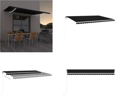 Zdjęcie produktu dla vidaXL Automatyczna markiza z diodami LED i czujnikiem wiatru 500x350 cm antracyt - Markiza - Markizy - Daszki przeciwsłoneczne - Daszki przeciwsłoneczne