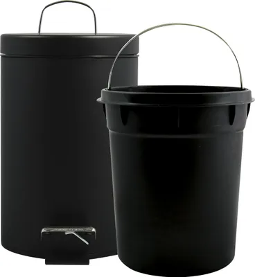 Image de Poubelle Noire 3l Pédale Et Seau Amovible - Msv