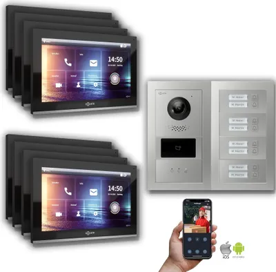 Image de Goliath IP portier vidéo 7 pouces 2 moniteurs Fingerprint RFID Anthracite : Boîte d'encastrement : 7 pouces en noir : Commutateur POE 8 +100,00€