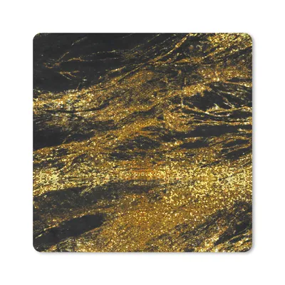 Produktbild von MuchoWow® Mauspad Mousepad Marmor - Gold - Schwarz - Trendy 20x20 cm - Mousepads - Maus Mat - Pad - Mausunterlage - Desk Mat - Bureauartikeln