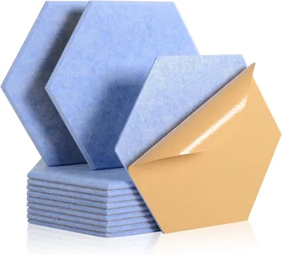 Immagine prodotto di Pannelli acustici esagonali, autoadesivi, confezione da 12 pezzi, dimensioni 30 x 26 x 1 cm, per l'isolamento acustico degli ambienti interni