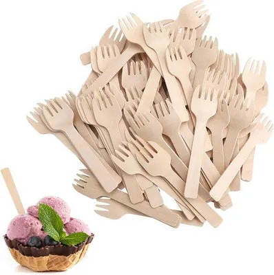 Produktbild von Wegwerpteller 300 Stück - Holzbesteck - Feiertagsbesteck - Ideal für Camping und Picknick - 10 cm