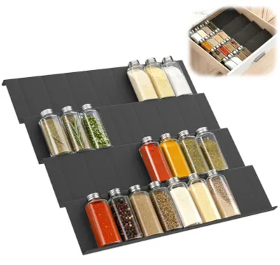 Produktbild von Euqvunn 8er Pack Gewürzregal Schublade für bis zu 32 Gewürzgläser, Erweiterbares