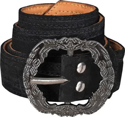 Produktbild von Herren Trachtengürtel aus Echtleder Trachten Lederhosen Gürtel mit Trachten Schnalle, Größe:46-48, Farbe:Schwarz