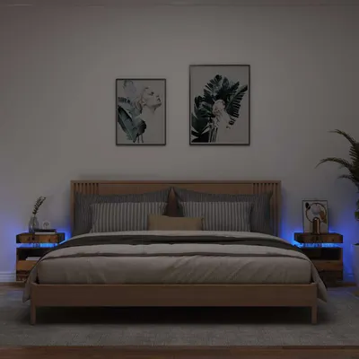 Immagine prodotto di vidaXL Comodini con luci LED 2 pz. Aspetto legno vecchio 40x39x48,5 cm