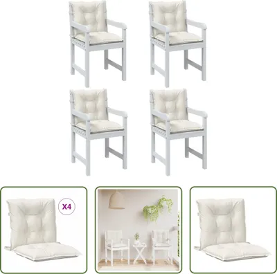 Immagine prodotto di The Living Store Cuscini per schienale basso 4 pz. Tessuto melange crema 100x50x7 cm